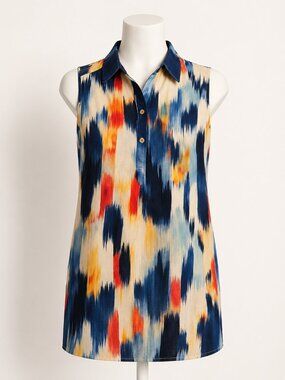 For Cynthia Sleeveless Linen Blend Tunic Size Large EUC